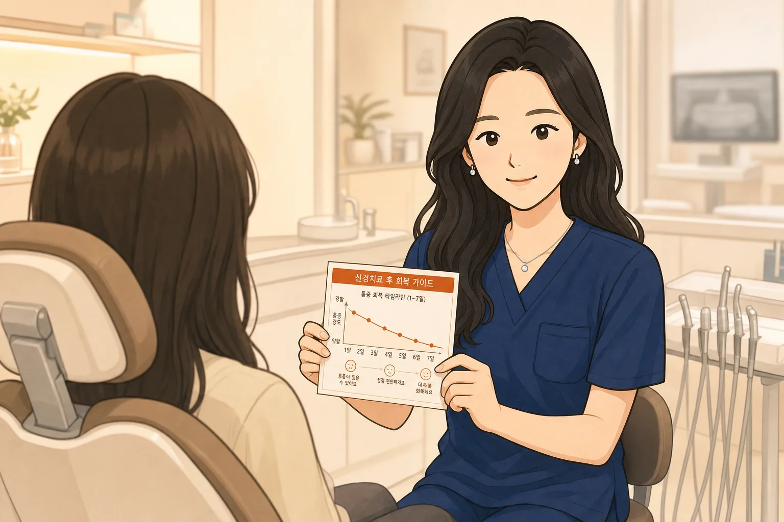 신경치료 후 통증 · 2~4주 정상 회복 vs 5가지 재발 신호 | 파주 서울이고운치과 내용을 설명하는 치과 진료 이미지