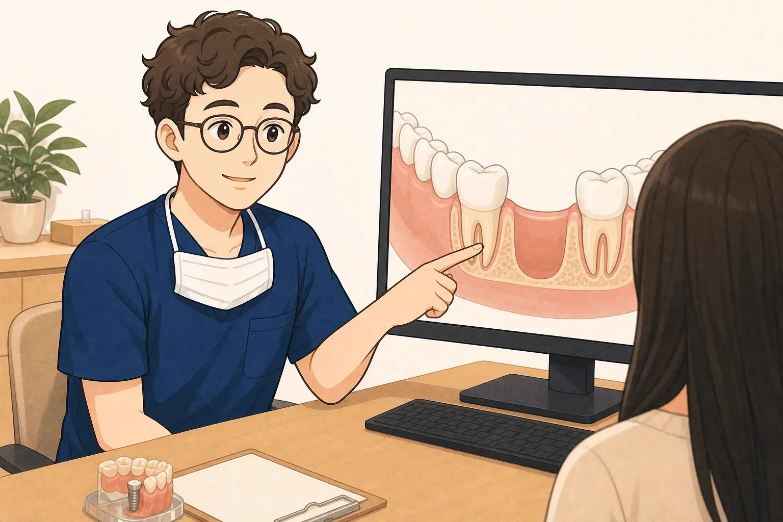 이 하나 빠졌을 때 브릿지와 임플란트, 어떤 것을 선택할까 | 파주 서울이고운치과 내용을 설명하는 치과 진료 이미지