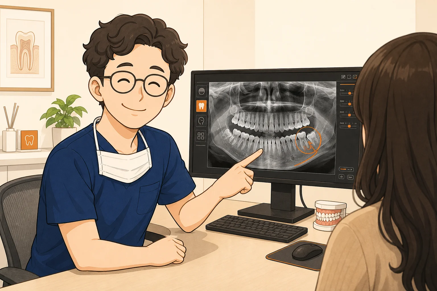 사랑니 발치 부작용·신경 손상·드라이소켓 위험과 한계 내용을 설명하는 치과 진료 이미지